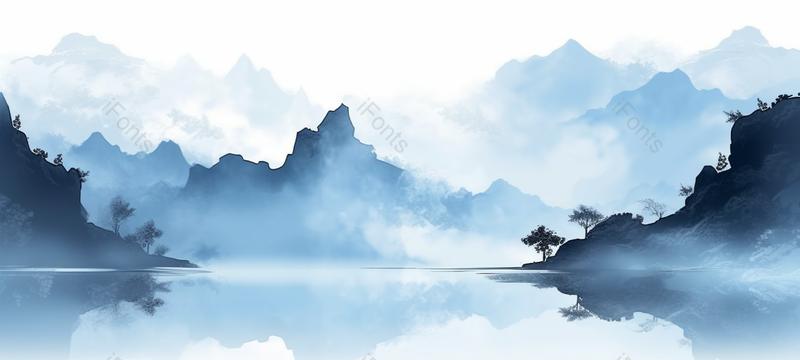 渐变山水画意境手绘背景图,插画/手绘图,插画/手绘图库,插画/手绘图下载,插画/手绘
